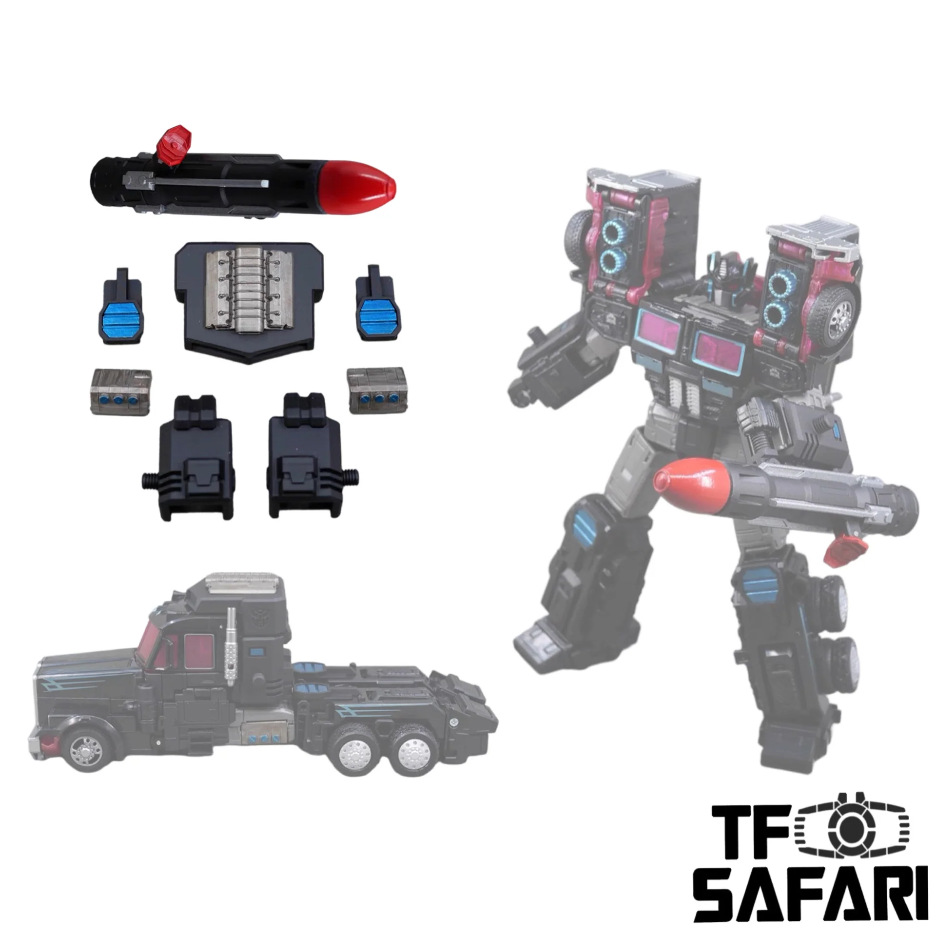 Black Soil Lab BS-02B BS02B (Previously TFS01B TFS-01B) Upgrade Kit for Generations Velocitron Legacy G2 Universe Scourge / Black Convoy (Laser Nemesis) Upgrade Kit