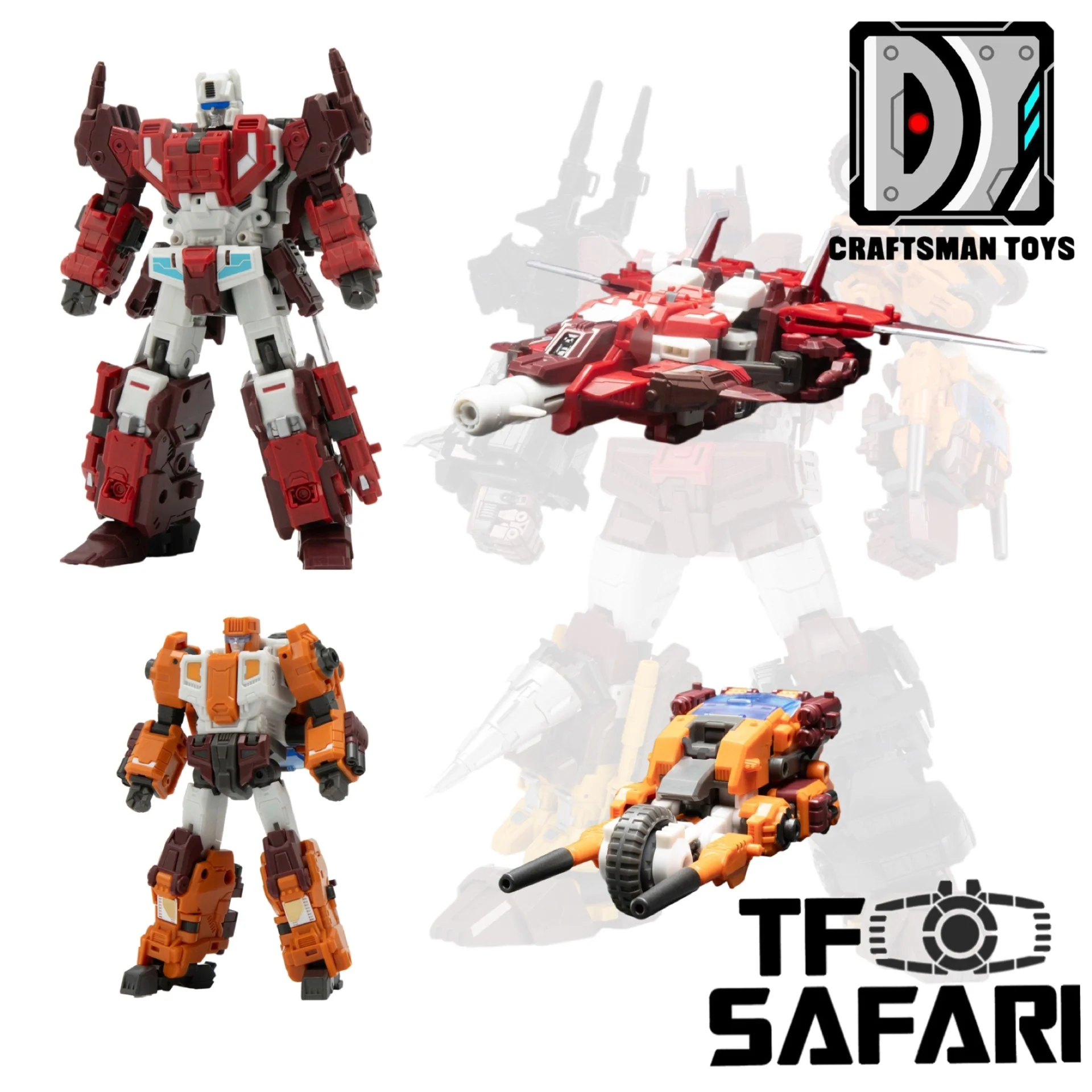 【Pre-Order】Craftsman Toys Dajiangshe DJS-02B Motor (Afterburner) / DJS-02C Razer (Scattershot) Tacticlord Combiner ( IDW G1 Afterburner / Computron Combiner / Technobot) 2 in 1 Set 10cm / 4"