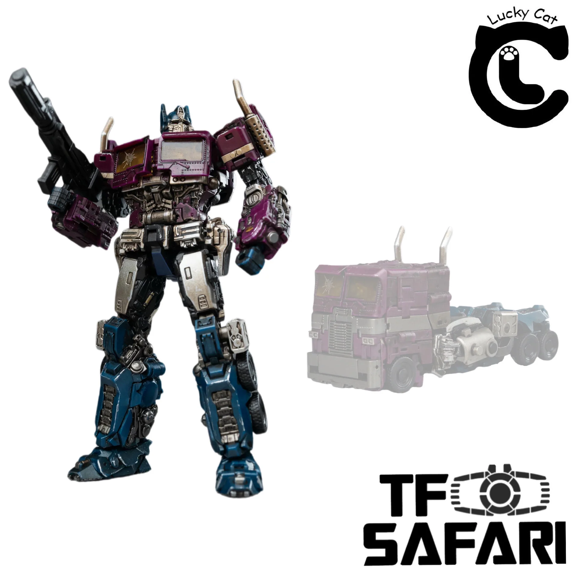 Lucky Cat Extreme Trans ET02SG ET-02SG Shatter (Bayverse Bumblebee Movie Optimus Prime SG Shattered Glass) Purple Version 10cm / 4"