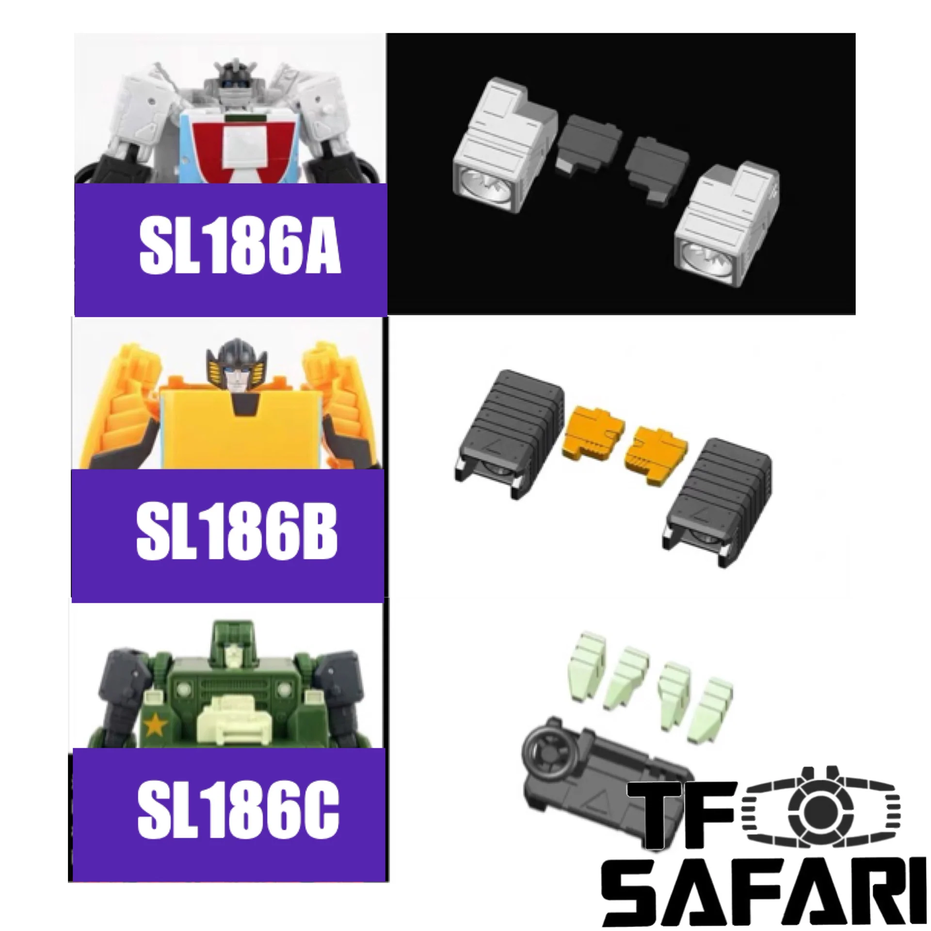 Shockwave Lab SL186A / SL186B / SL186C SL-186A / SL-186B / SL-186C Upgrade Kit / Gap fillers for Generations Selects Legacy United Autobots Hound / Sunstreak / Wheeljack